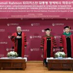 Мулоқот бо устодону донишҷӯёни Донишгоҳи Корея ва сарфарозгардонӣ бо унвони Доктори фахрии Донишгоҳи Корея